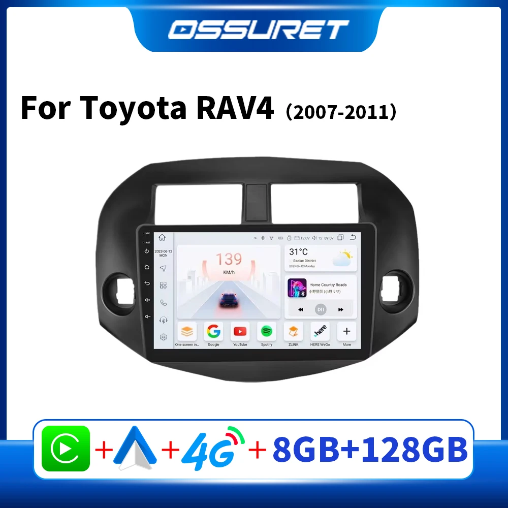 

Автомобильный радиоприемник OSSURET Android для Toyota RAV4 2007-2011, Android, авто стерео CarPlay, мультимедийный плеер 7862, интеллектуальный аудио, WIFI