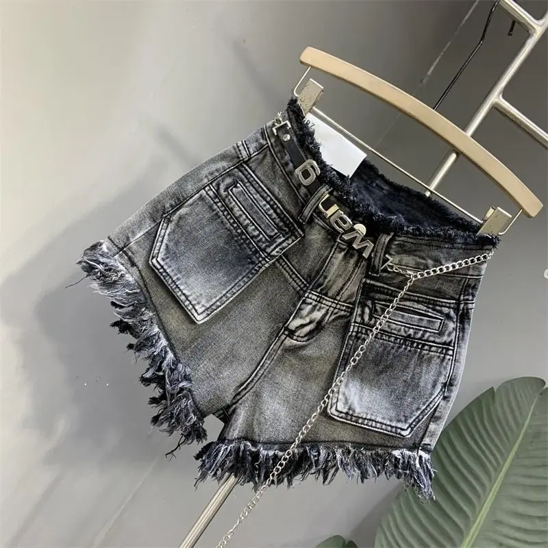 Y2 K Booty Shorts Harajuku Retro Distressed Raw Edge Shorts Voor Dames Hoge Taille Slanke Hete Sexy Meisje Jeans Shorts Nieuwe Streetwear