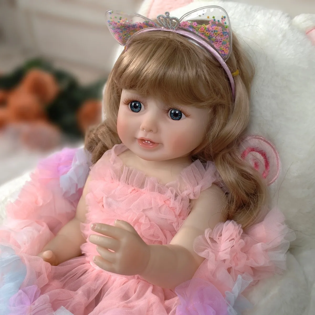 

55cm Full Silicone Reborn Baby Doll Lifelike Newborn Toy for Girls Cross Border Hot Sale