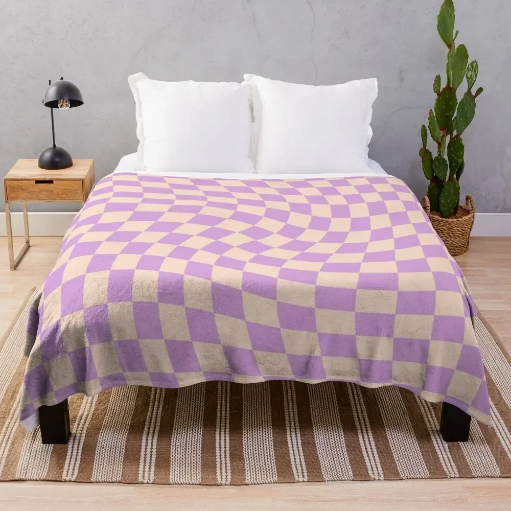 Check V - Lilac Twist Throw Blanket Blankets For Sofas Decorative Sofa Winter beds Sleeping Bag Blankets