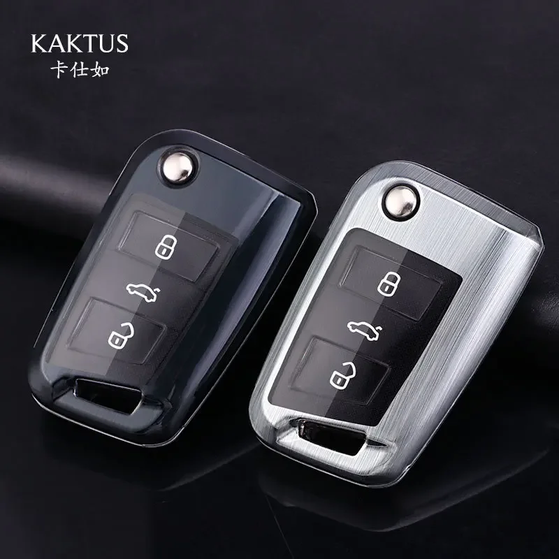 2024 New Fashion PC Car Key Case Protection Purse Key Wallet Keychain for Volkswagen Tiguan Polo Golf Car Accessories Shell