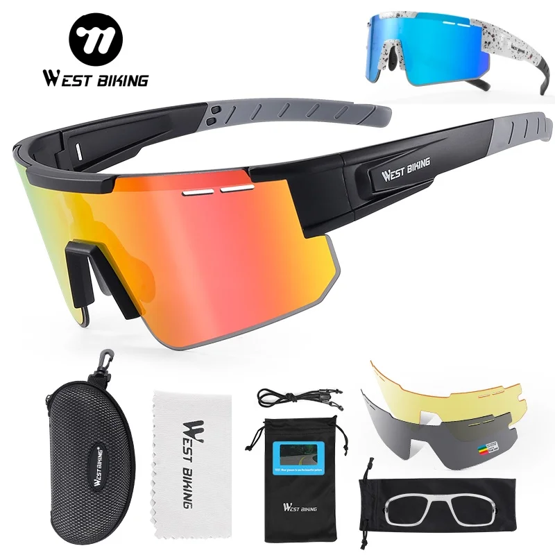 

WEST BIKING Cycling Sunglasses Adjustable Nose Support Myopia Frame UV400 Polarized Sunglasses Outdoor Driving Eyewear Goggle