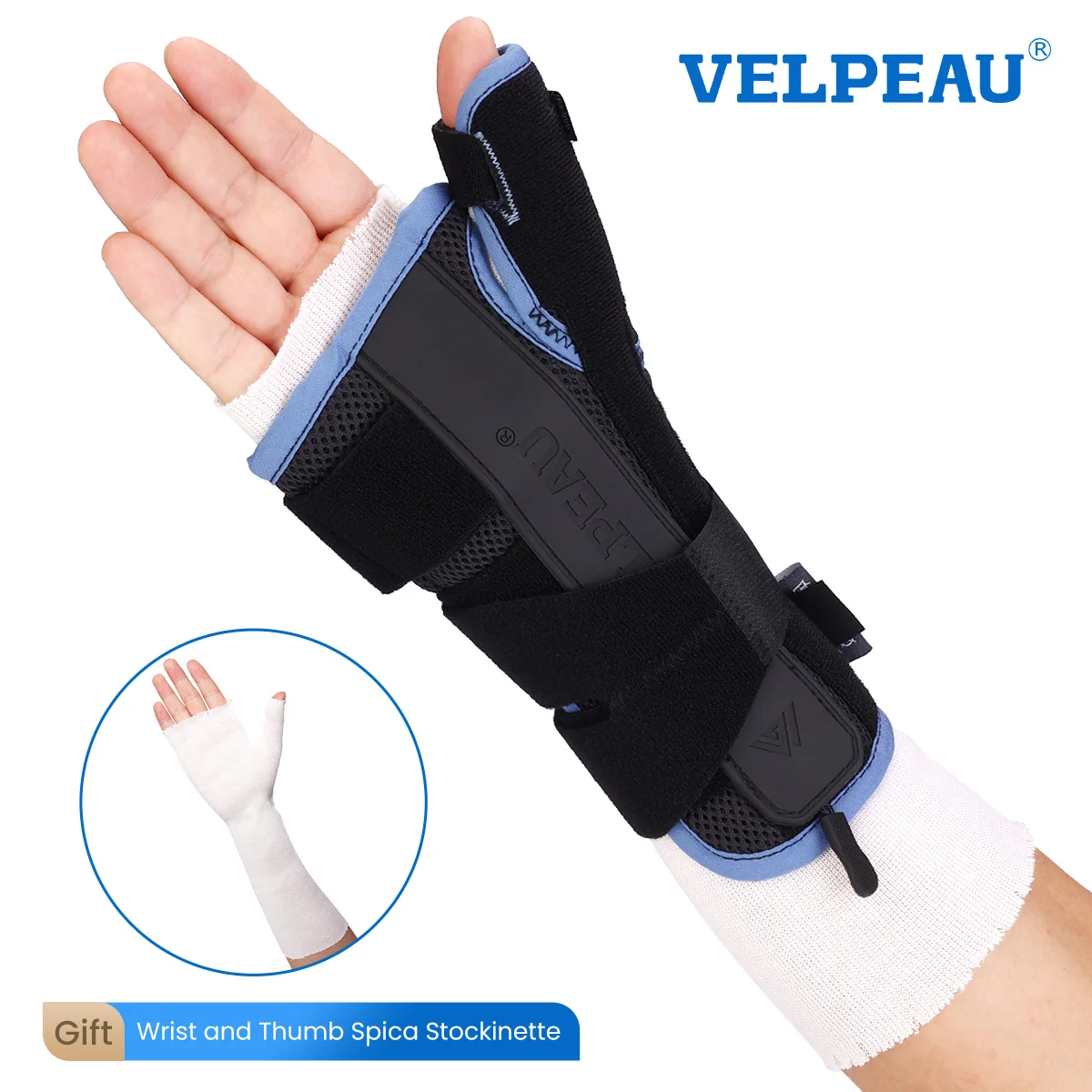 VELPEAU Thumb Wrist Splint for Arthritis Pain Relief, Sports Injuries, Sprain Lightweight Wrist Support Brace for Men and Women