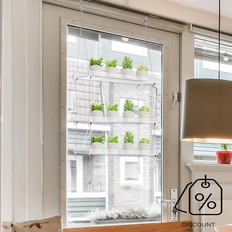 BAAG-3-estantes para plantas de ventana de 16 pulgadas, estante flotante colgante ajustable acrílico, extensor de alféizar de ventana para plantas de interior