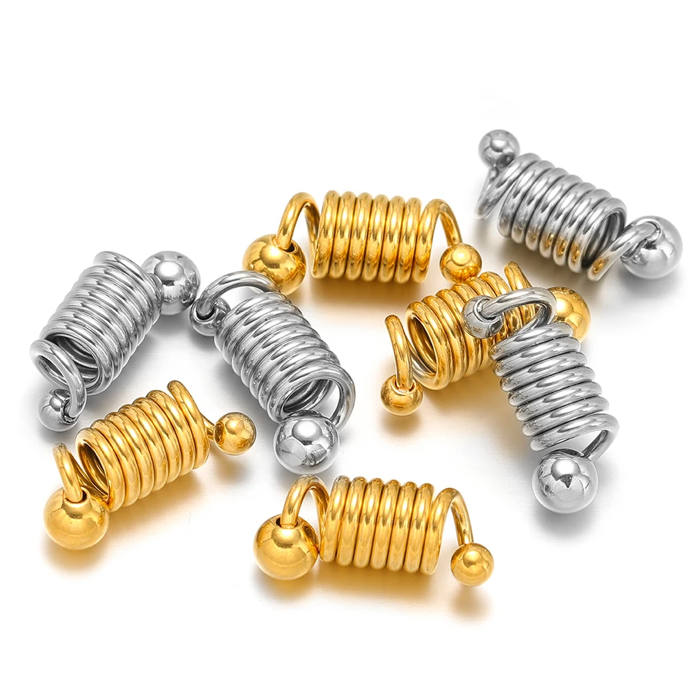 5pcs Stainless Steel Spring Clasps Charms Coil Thread Pendants Connector Bulk for DIY Necklace Bracelet Supplies Jewelry Making