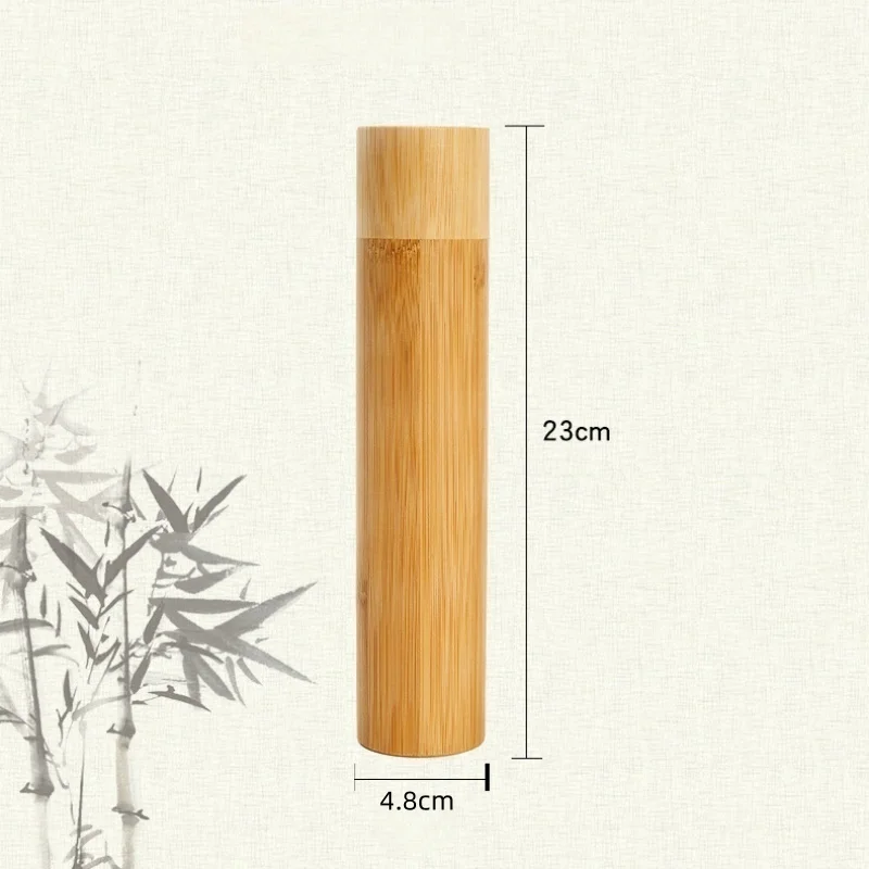 23cm Length Empty Bamboo Toothbrush Tube & Tea Bottle Eco-Friendly Toothbrush Case Travel Portable Tooth Brush Holder Box