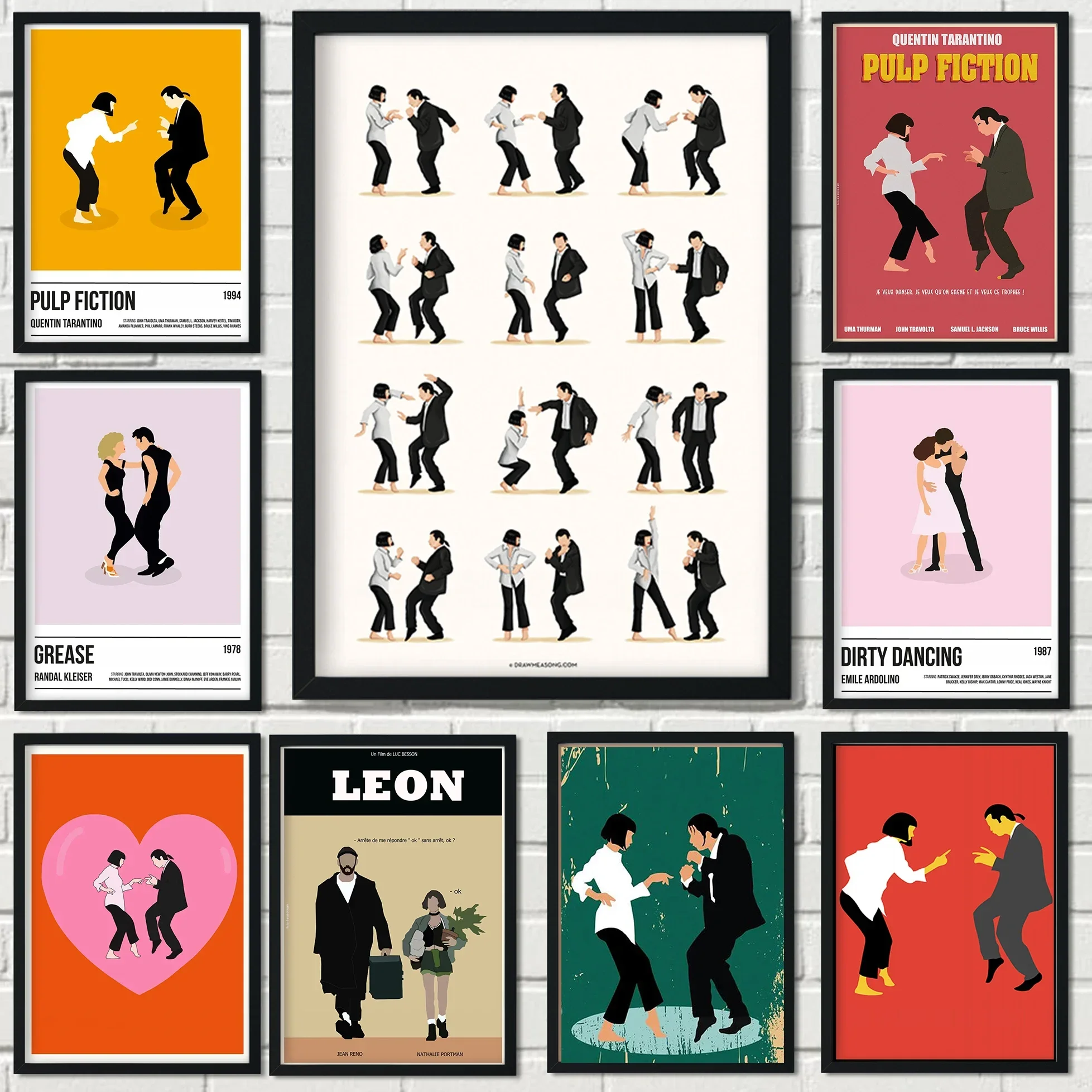 Pulp Fiction Movie Mural Poster Mia Dirty Dancing Grease Aesthetic Canvas Painting Poster Wall Art Picture Room Decoration