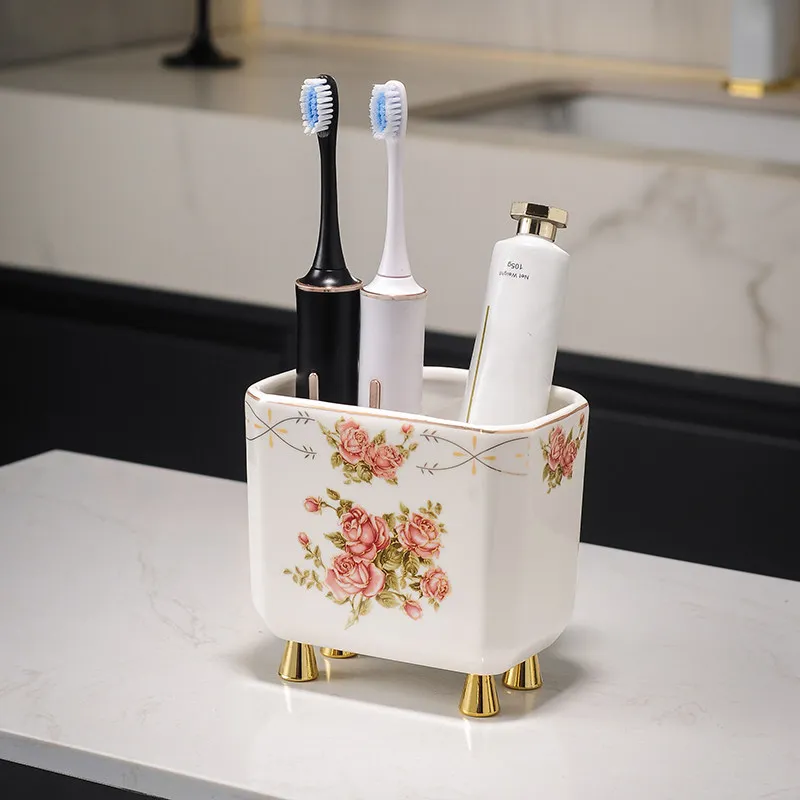 Ceramic Storage Box, Desktop Comb, Makeup Brush Holder Toothbrush Holder, Ceramic Bathroom Accessories, Artsitic Home Decor
