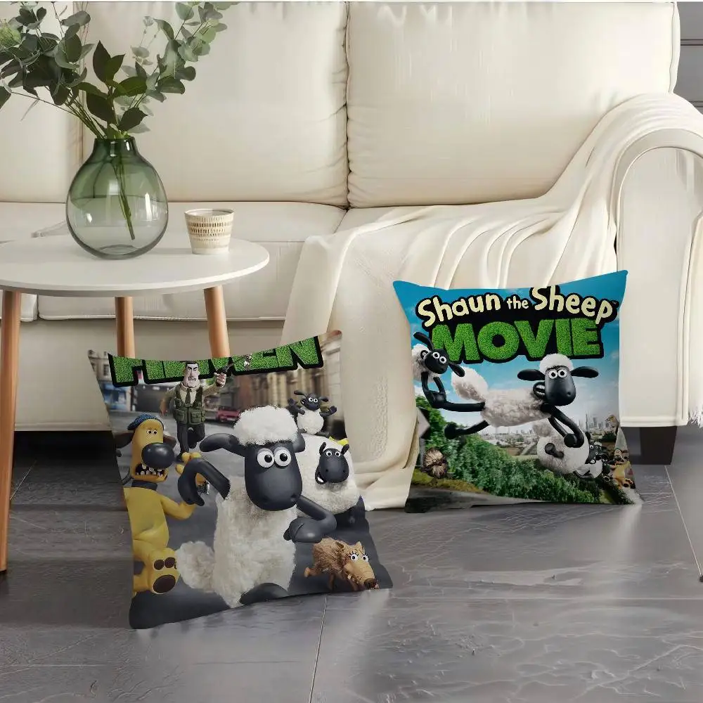 Funda de cojín de anime con diseño de Shaun el Ovejero, decoración rústica para el hogar, fundas de almohada decorativas para sofá