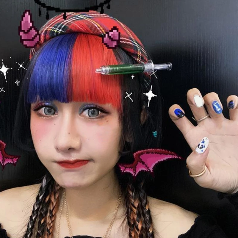 Harajuku Punk Syringe Bangs Side Clip Hair Clip Women Funny Hip Hop Cool Geometric Y2K Hairpin Hair Accessory Jewelry Y08E