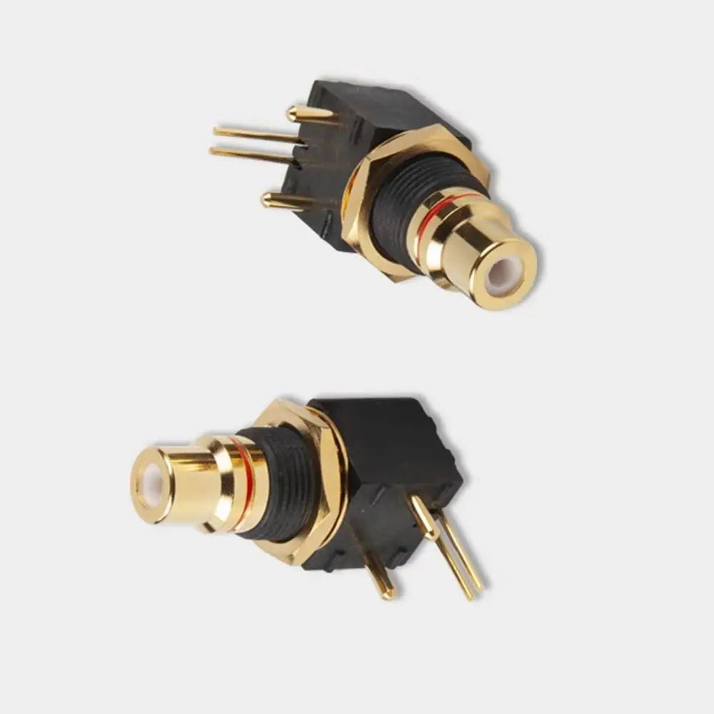 

HIFI медный разъем RCA для печатной платы, позолоченный разъем RCA, гнездовой разъем, аудиоразъем, 90-градусная сварка