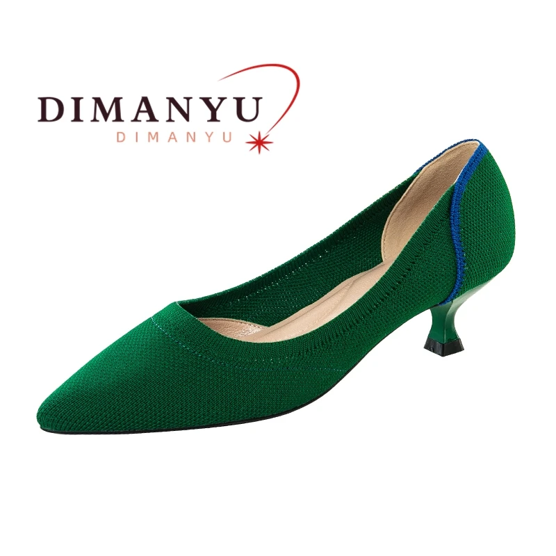 DIMANYU Dress Shoes Women Fashion 2024 New Knitted Shoes Women Plus Size 41 42 43 Sexy Mid Heels Ladies Shoes