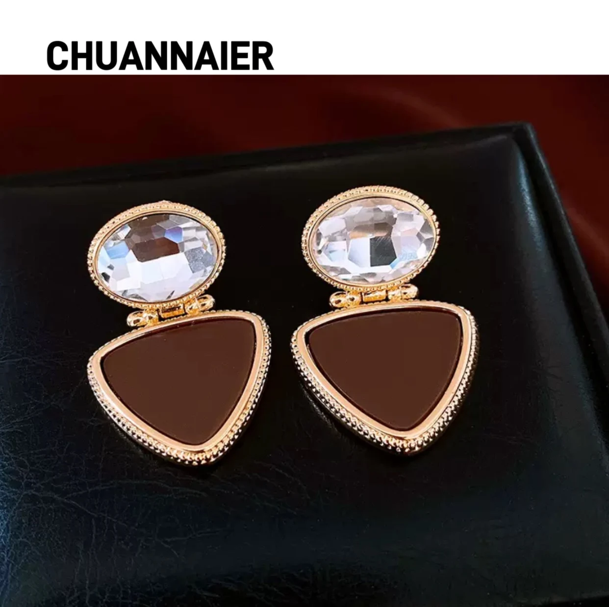 

Hot sale retro triangle earrings luxurious design sense bestseller high-end earring fashion earring design sense