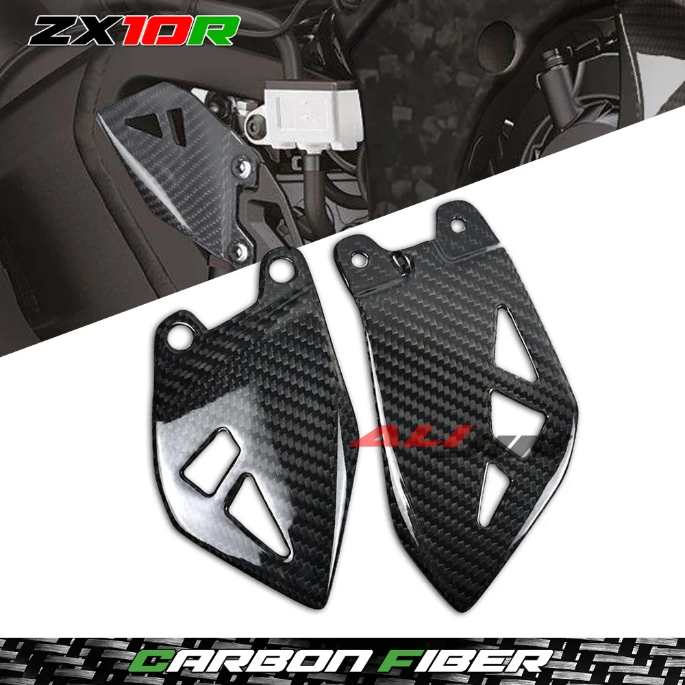

Real 100% Carbon Fiber For KAWASAKI NINJA ZX10R ZX-10R 2016-2024 Rear Set Heel Guard Protector Pegel Rearset Cover Wing Plate