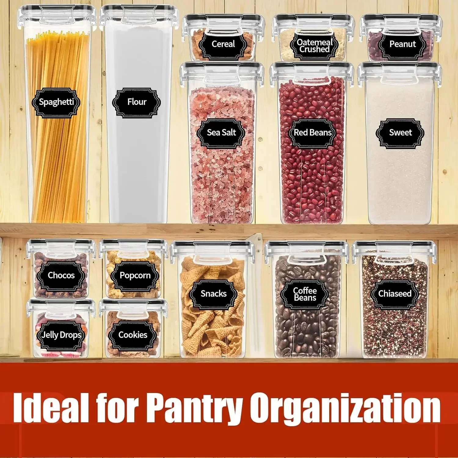 Airtight Food Storage Containers for Kitchen Pantry Organization and Storage, Plastic Storage Canisters