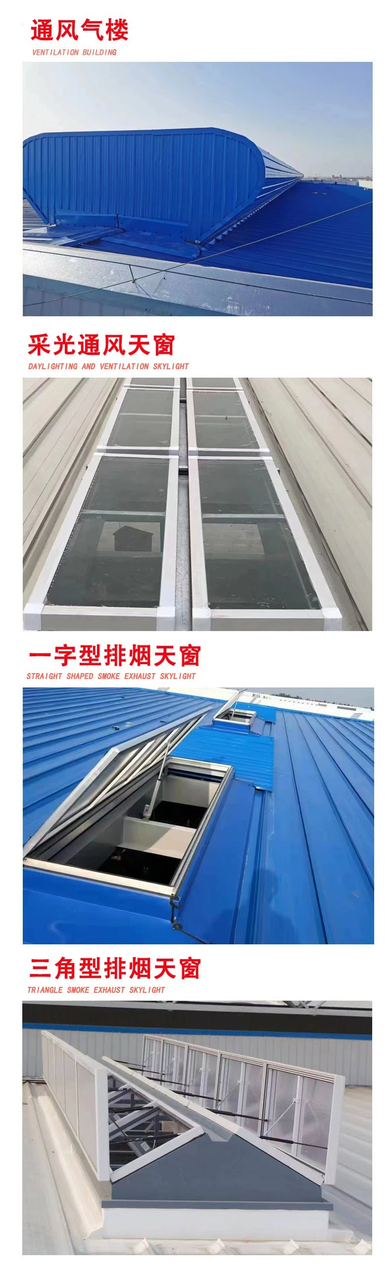 Electric lighting row skylight open triangular row window roof ventilation skylight