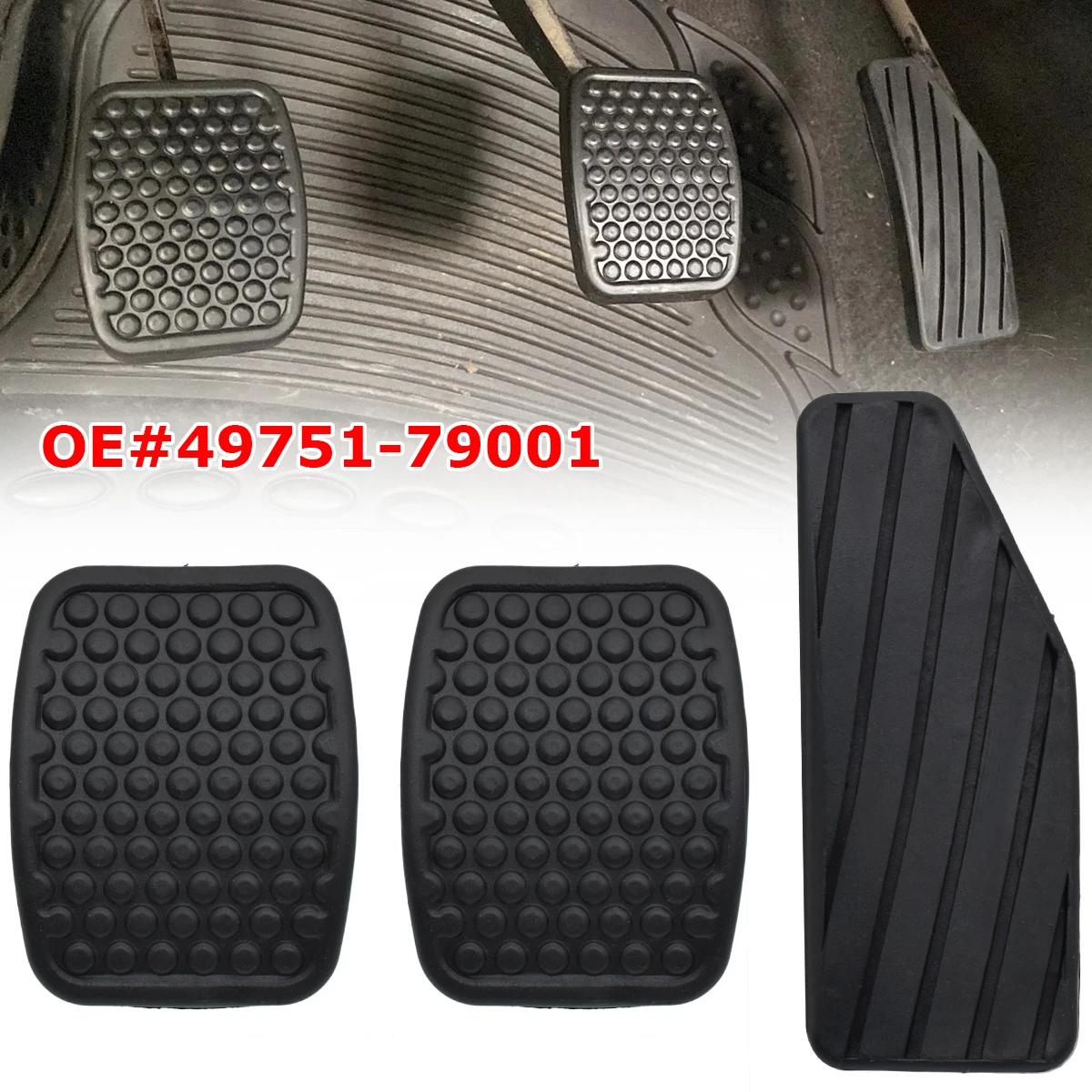 3Pcs Car Brake Clutch Accelerator Pedal Rubber Pad Cover Kit For SUZUKI Swift Samurai Sidekick Vitara Tracker Daewoo Matiz Tico