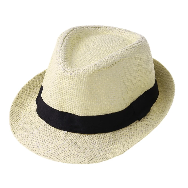 Children Kids Summer Beach Straw Hat Jazz Panama Breathable Hat Large Brim  Outdoor Breathable Hats Girls Boy Sunhat