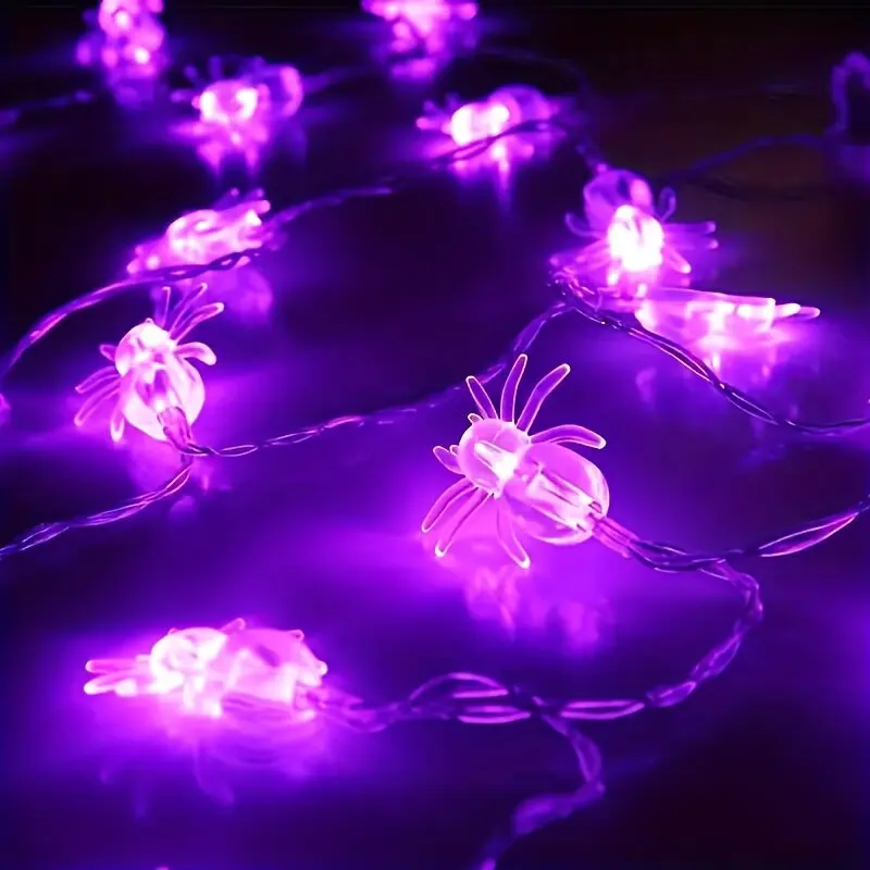 Halloween Spider Lights Battery Powered Purple LED Lights for Indoor Outdoor Halloween Party Yard Ghost Easter Decor