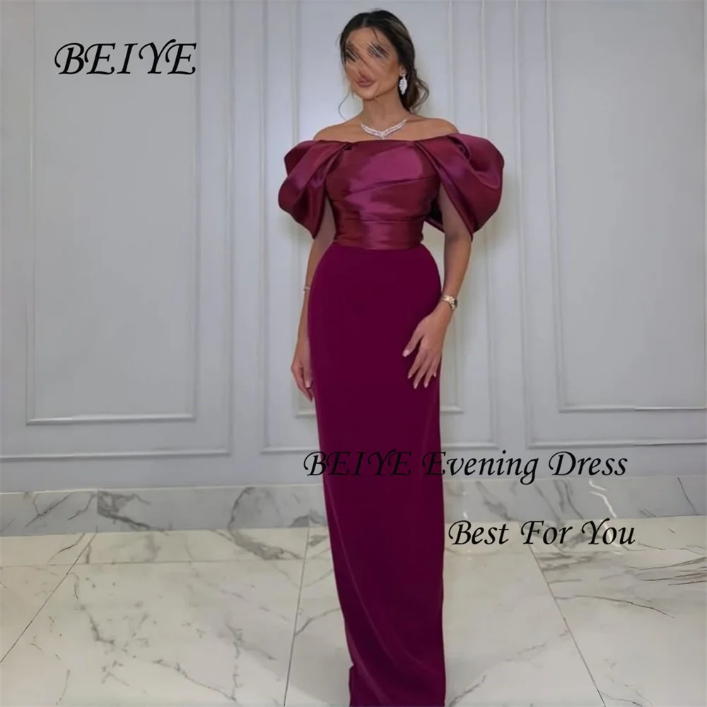 BEIYE Eenvoudige Uit De Schouder Schede Avondjurken Vrouwen Strapless Open Back Party Gown Aangepaste فسات musica