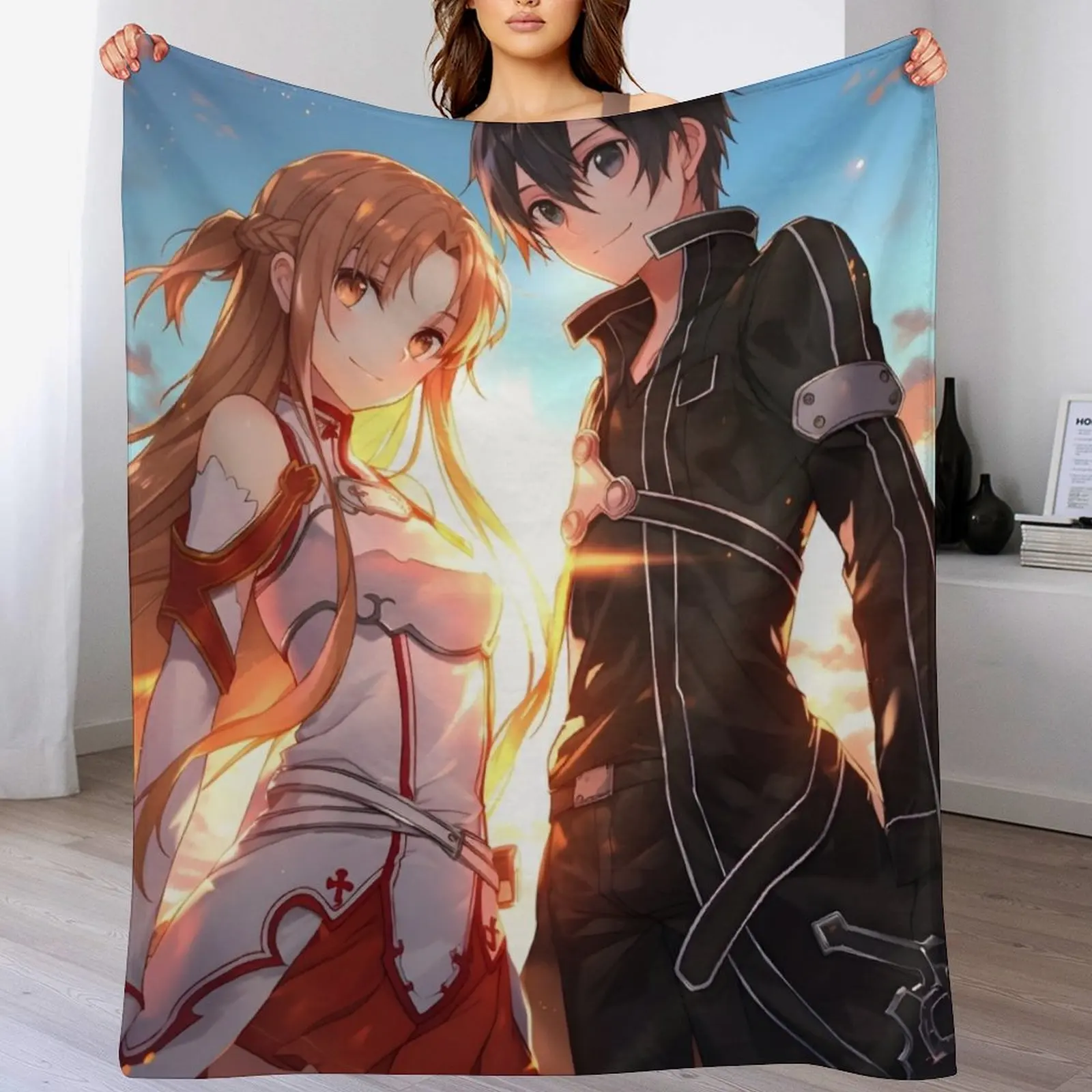 

Asuna SAO Cute Anime Girl Throw Blanket Warm Comfortable Blanket Gift for Parents Friends