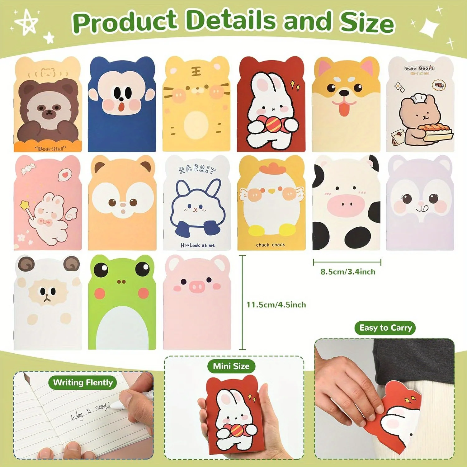 30/60 Mini Notebooks, Cute Animal Notebooks in Bulk, Christmas Office Party Gifts, Student Classroom Prizes