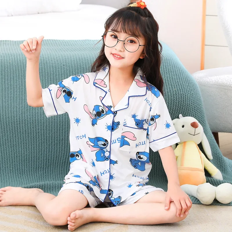 Sanried Anime Cinnamoroll Melody Children Pajamas Kids Baby Girl Boys Casual Clothing Costume Short Sleeve T Shirt Shorts Gift