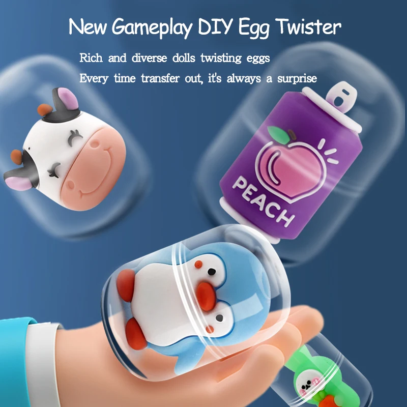 Gashapon Blind Box with 6pcs Random Capsule Egg Twisting Machine Cardboard Box with Cute Doll Capsule Toys for Kids Gift