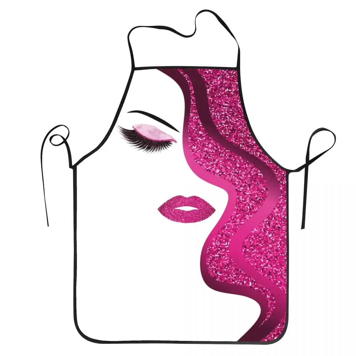Eyelash Makeup Pink Glitter Aprons Men Women Lashes Artist Adult Unisex Kitchen Chef Bib Tablier Cuisine Cooking Baking