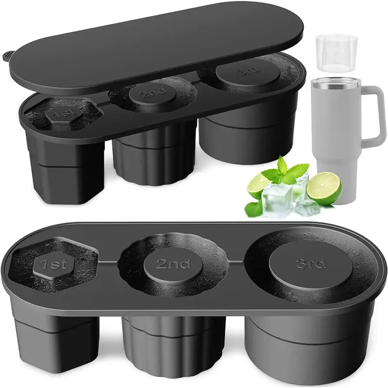 

Newest Ice Cube Tray for Tumbler Cup 20/30/40 oz Silicone Freezer Ice Molds with Lid for Juice Whiskey Ice Maker Ice cube mold