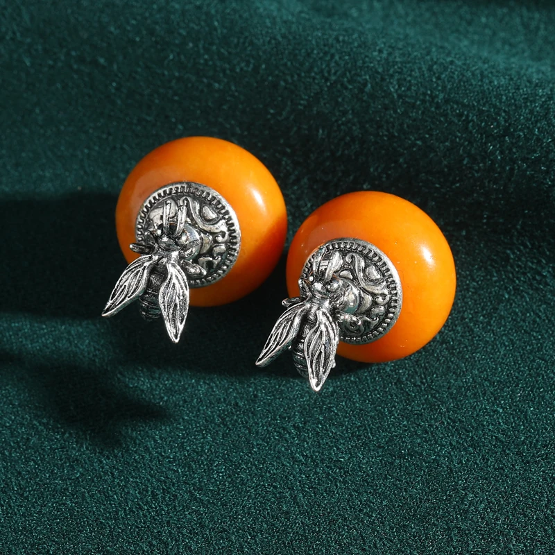 

Vintage Ancient Silver Color Bee Yellow Earrings Natural Stone Woman Elegant Woman Luxury Quality Jewelry Designer Gift 2025