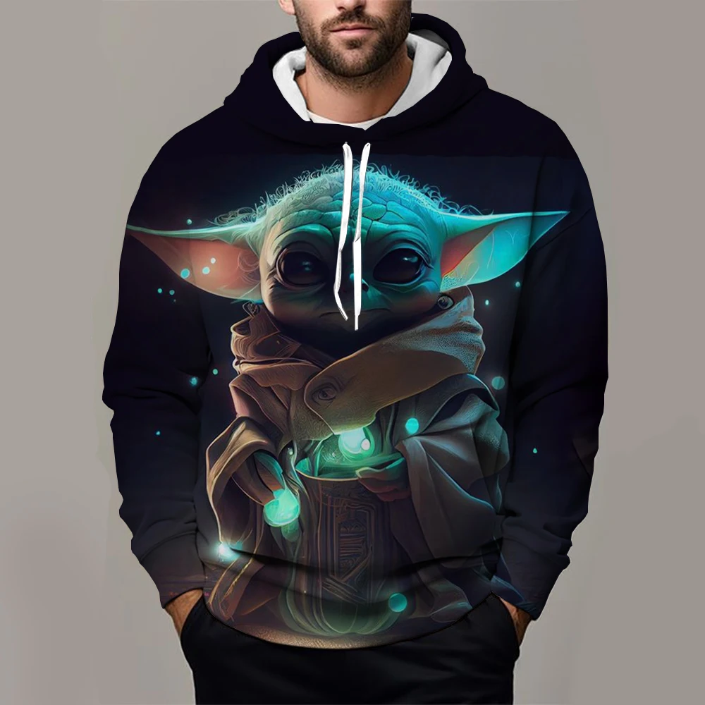 New Men's Hoodie 3D Printed with Yoda Baby Pattern for Autumn and Winter, Fashionable Street Hip-hop Casual Men's Hoodie