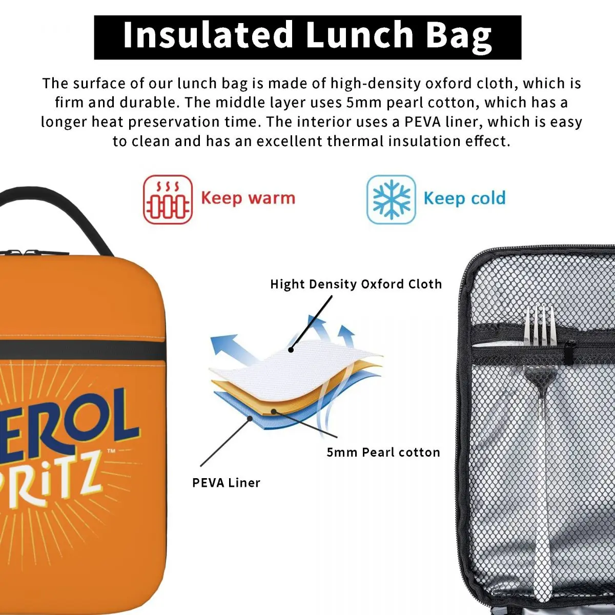 Vintage Aperols Spritz Logo Merch Insulated Lunch Bag For School Food Box Portable Thermal Cooler Bento Box