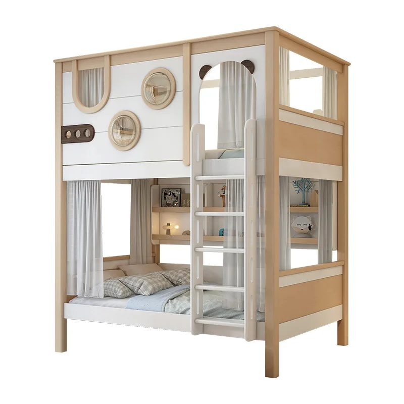Children's Upper and Lower Beds Bunk Beds Two-layer Elevated Parallel Beds Upper and Lower Bunks High and Lower Child and Mother