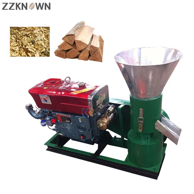 100-120KG/H Capacity Diesel Biomass Wood Pelletizer Animal Agriculture Feed Pellet Press Making Mill Machine