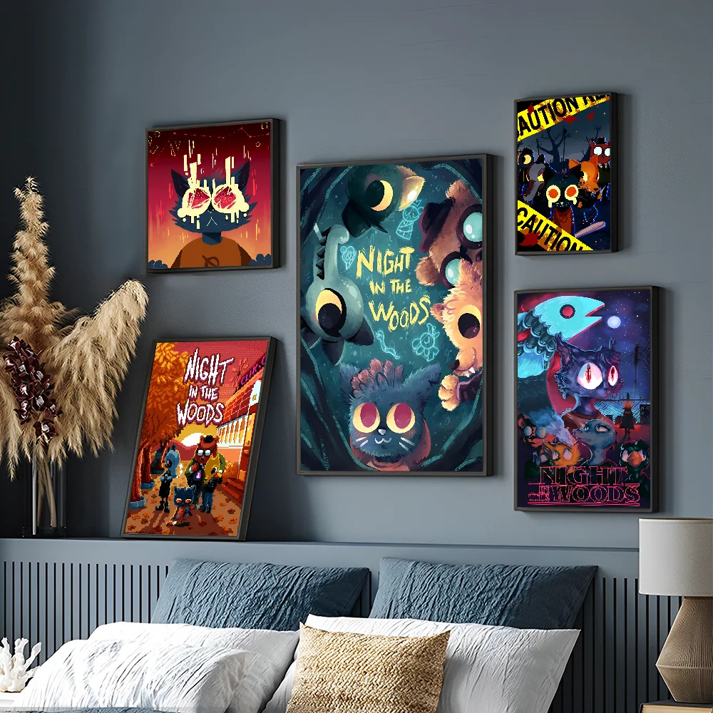 Night in the Woods Classic Anime Classic Vintage Posters Waterproof Paper Sticker Coffee House Bar Home Decor