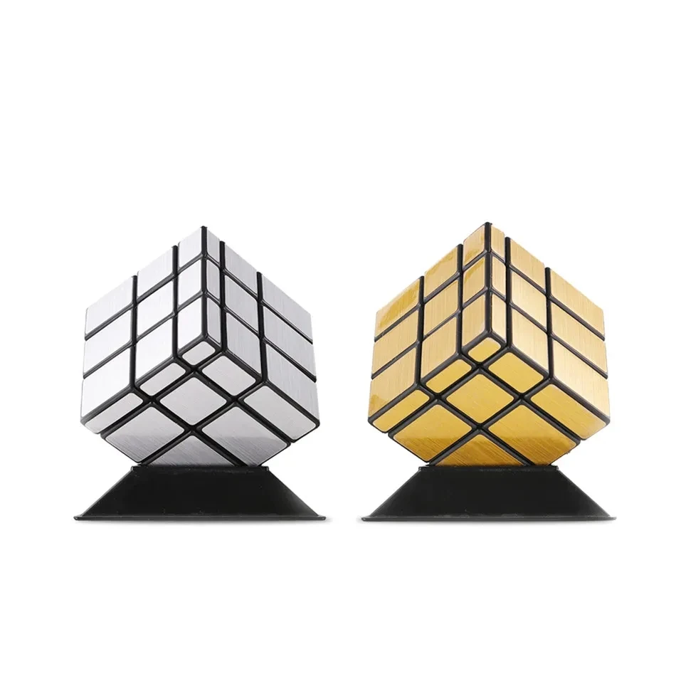 YongJun Mirror Cube 3X3 Magic Cube YJ Puzzle Speed Magic Cube Golden/Silver Sticker Cube Toys For Children