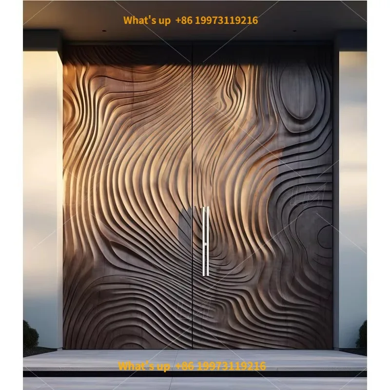 2026 Solid Wood Grand Entrance Door Anti Burglar Exterior Door Modern Main Gates Design Front Wooden Entry Door