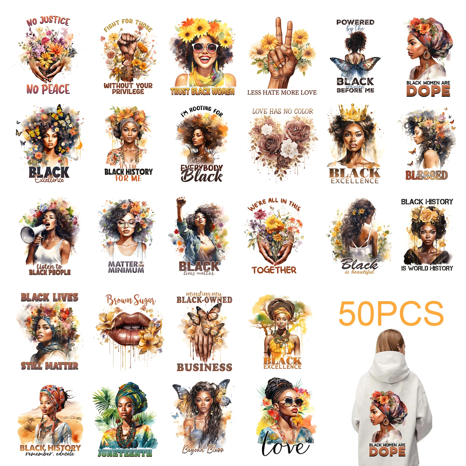 50 قطعة من ملصقات الفينيل لنقل الحرارة للفتيات لتي شيرت حديد على ملصقات الفينيل #6