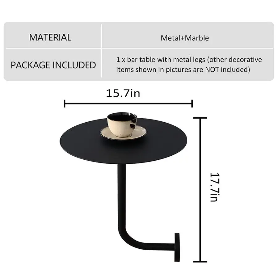 Pub Table Black Bar Table Wall Mounted Cocktail Table Bistro Table MidCentury Modern Dining Table Small Wall Desk with Metal Leg