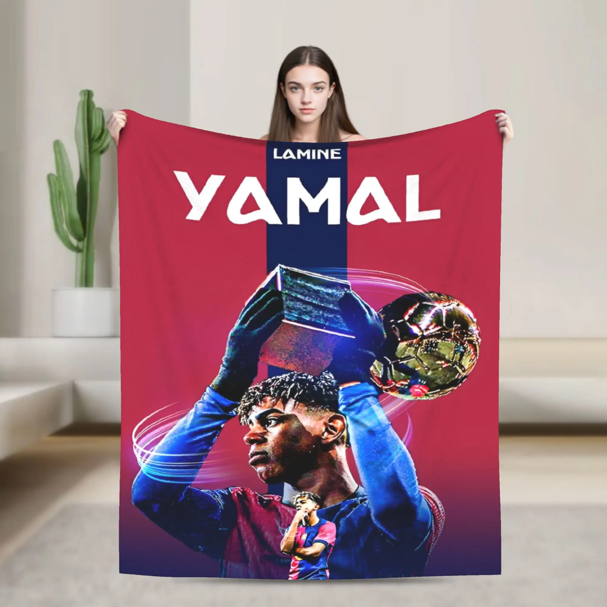 Lamine Y-Yamal Football Soccer Blankets Fleece All Season  Portable Soft Throw Blanket for Bed Outdoor Plush Thin Quilt