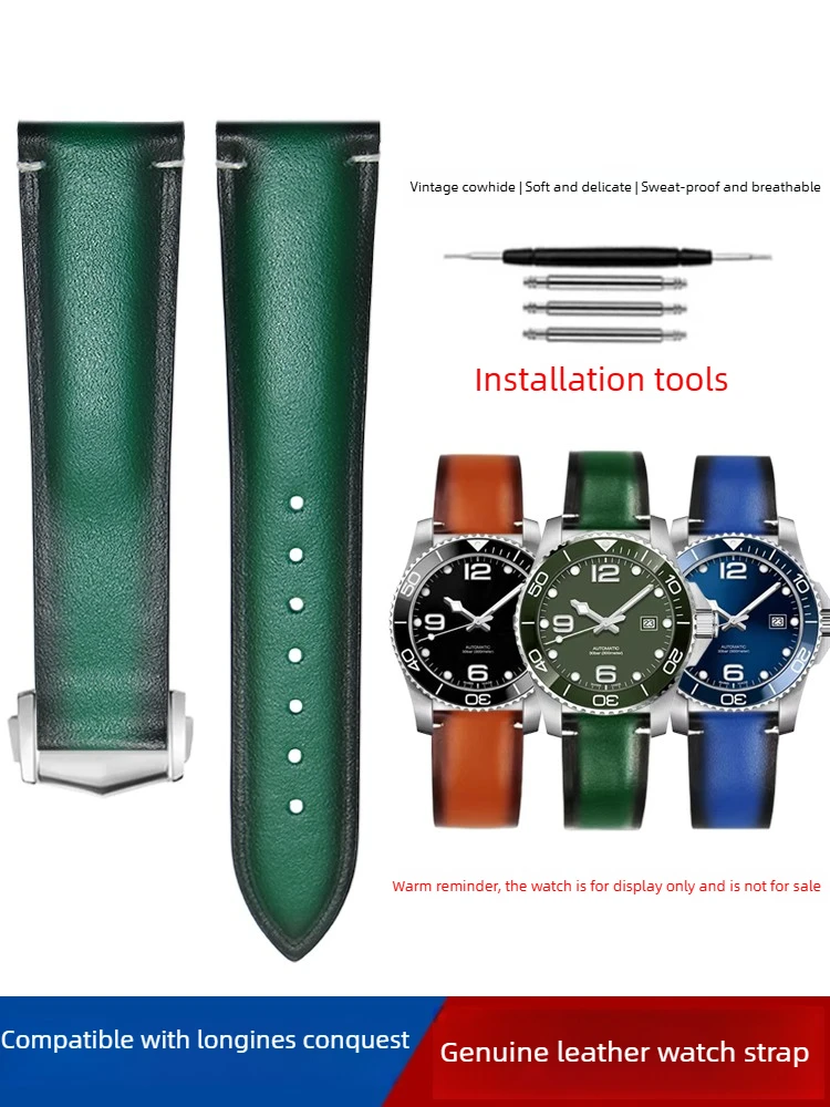 

Leather Watch Strap for Longines Comcast L3.781/782/742 Diving Series Retro Cowhide 21mm
