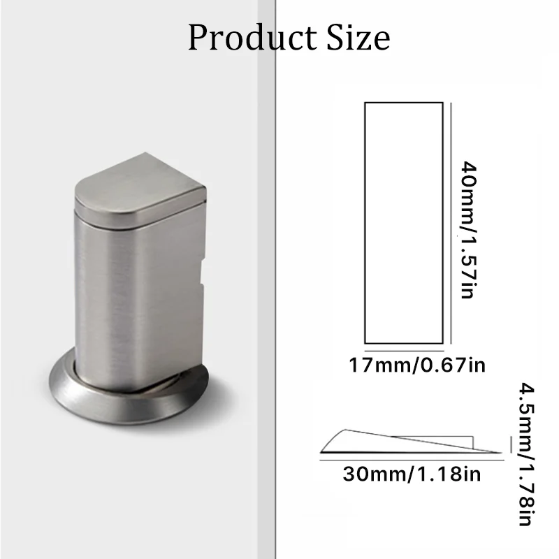Tope de puerta sin perforaciones magnéticas fuertes, soportes de puerta invisibles Anticolisión de aleación de Zinc, Tope de puerta sin clavos
