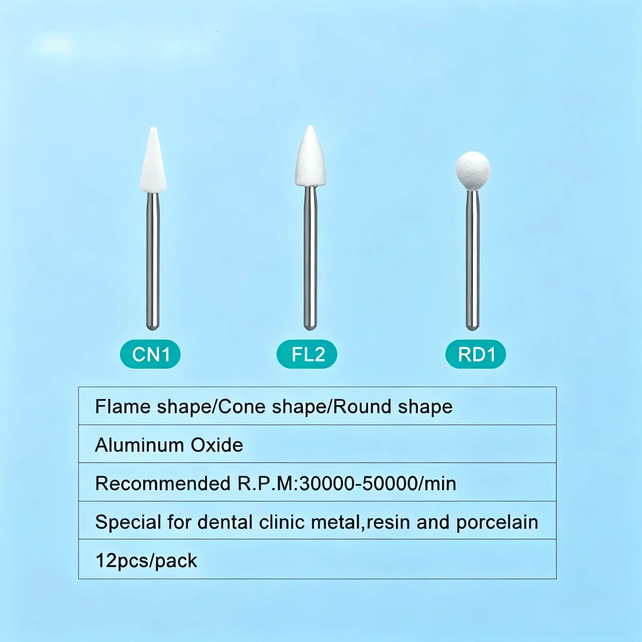 2Boxs Dental Polishing Stone Burs, FG Cone & Flame Shape for High Speed Handpiece, Teeth Whitening Dentist Tools