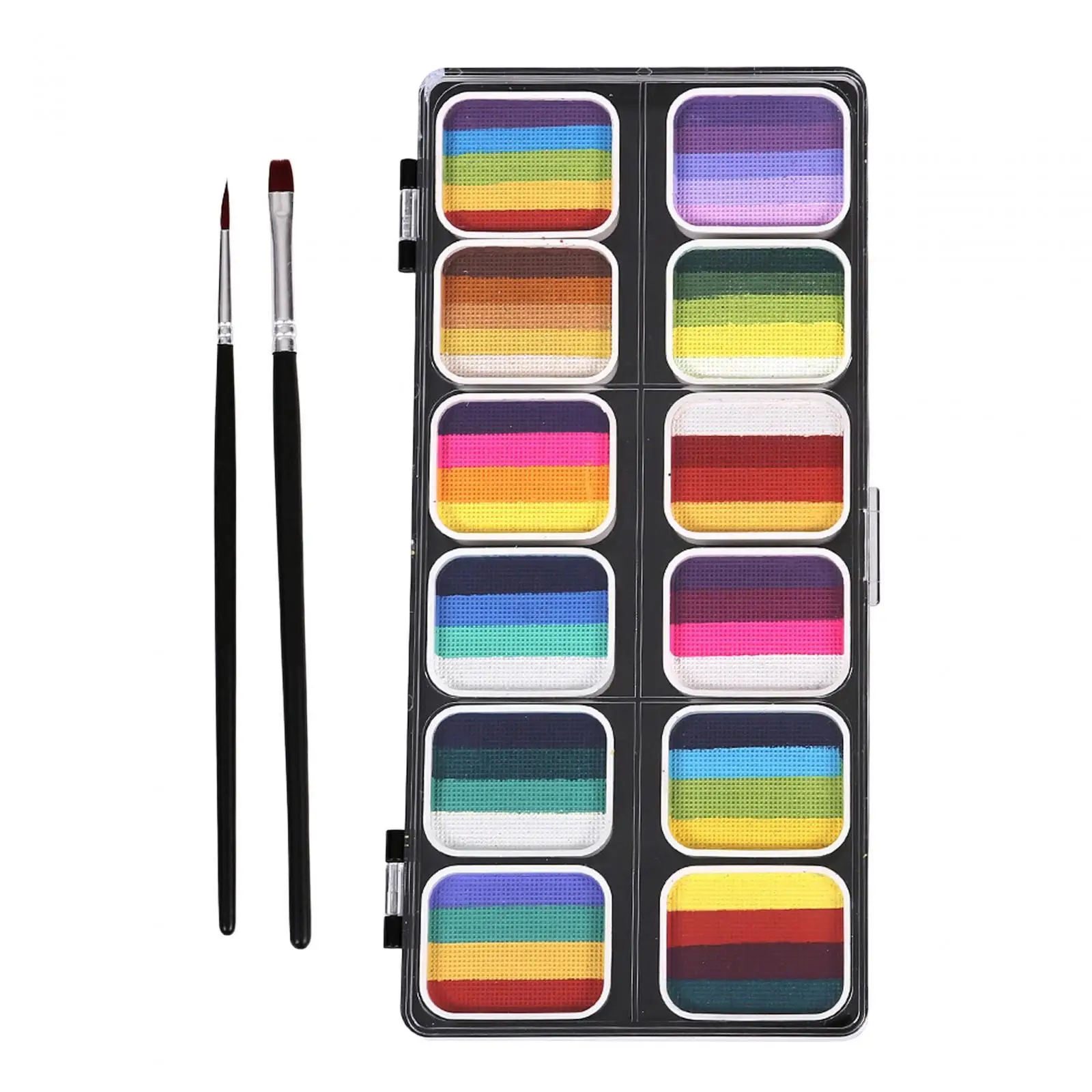 Kit per pittura per il viso a base d'acqua Set per trucco artistico lavabile in 12 colori con pennelli per feste di Halloween e spettacoli teatrali per bambini