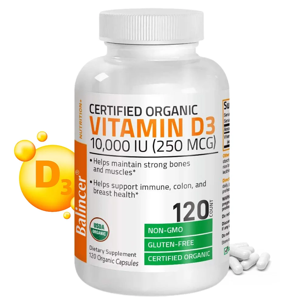 

Vitamin D3 10,000IU (250 Mcg) - High Potency for Healthy Immune Support & Muscle Function, Non-GMO, Gluten-Free, 120 Capsules