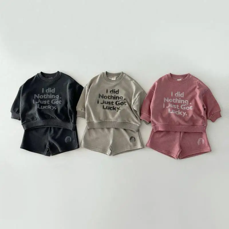 

Autumn New Baby Letter Print Sweatshirt + Shorts 2pcs Suit Children Long Sleeve Clothes Set For Boys Girl Toddler Casual Outfits