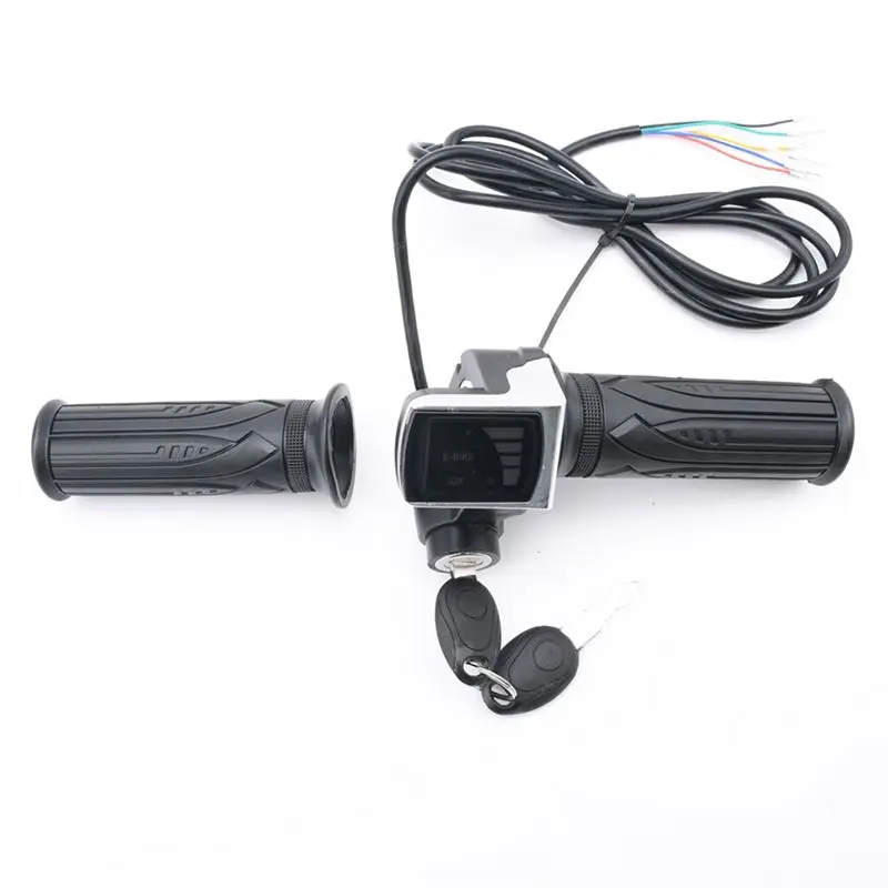 Electric Bike Throttle Grip Electric Bicycle Scooter Twist Throttle Grips With LCD Display And Power Key Locker