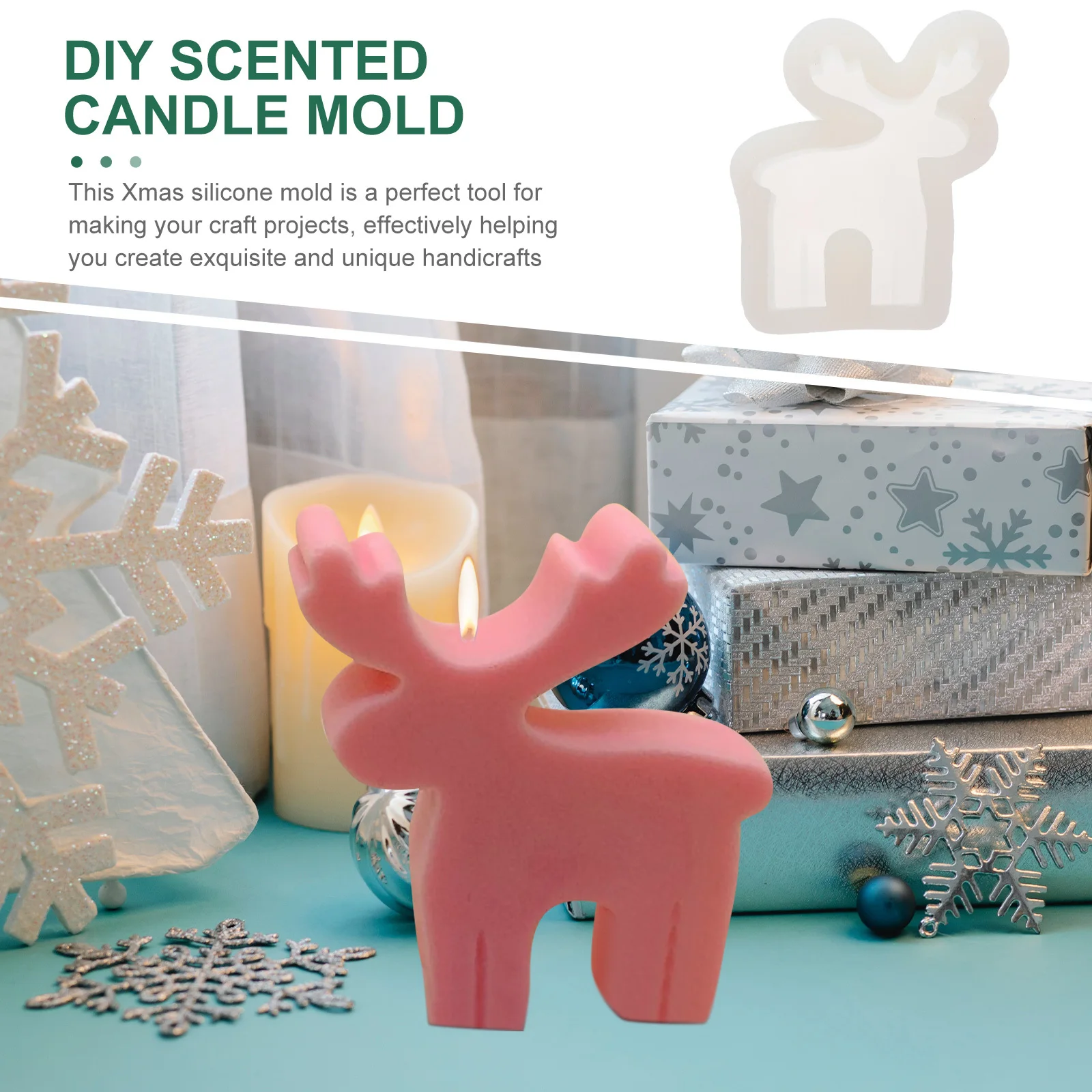 

Aromatherapy Mold Elk Shape DIY Smooth Surface Handmade Silicone Mold for Making Festival Decoration