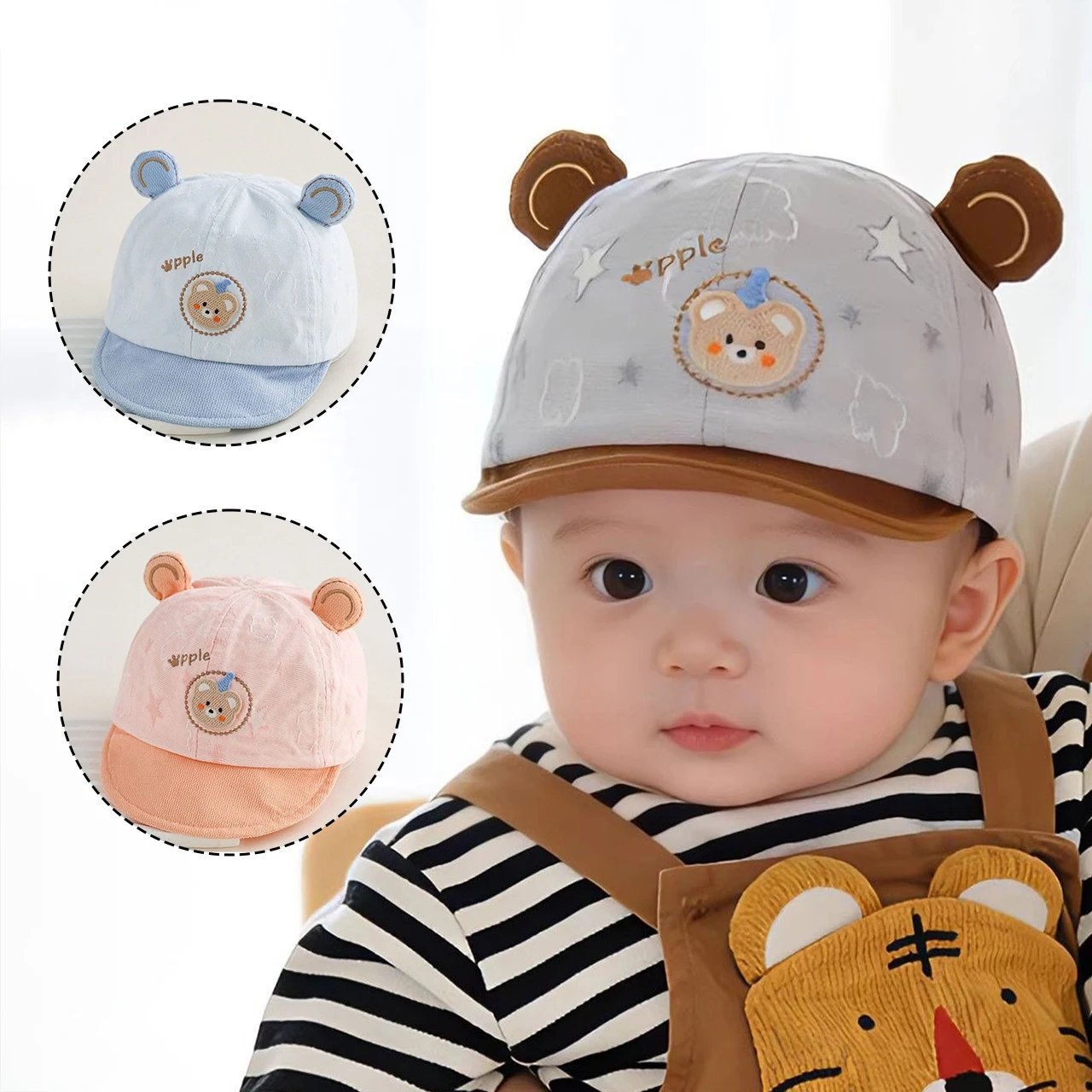 

Cartoon Baby Peaked Cap 0-6Month Children Sunshade Visors Cute Bear Toddler Baseball Hat 0-6Month Boy Girl Duck Tongue Caps